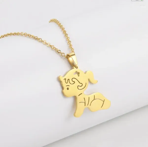 Pendentif Colliers 1pc fille bébé collier né enfant enfant mère chaîne père maman cadeau pour femme homme famille bijoux en acier inoxydable F1122