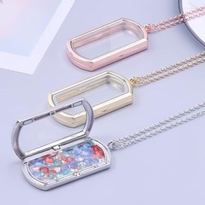 Pendentif Colliers 1 Pc Hip Hop Chien Tag Mémoire Médaillon Géométrique Rectangle Vivant Po Relicario Sur Le Cou Femmes Collier Bijoux