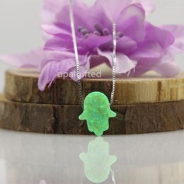 Hangende kettingen 1 pc/lab lab gecreëerd 11 13 mm vuur op68/op42 hamsa opaal handvorm zilveren doos ketting ketting fijne sieraden voor vrouwen