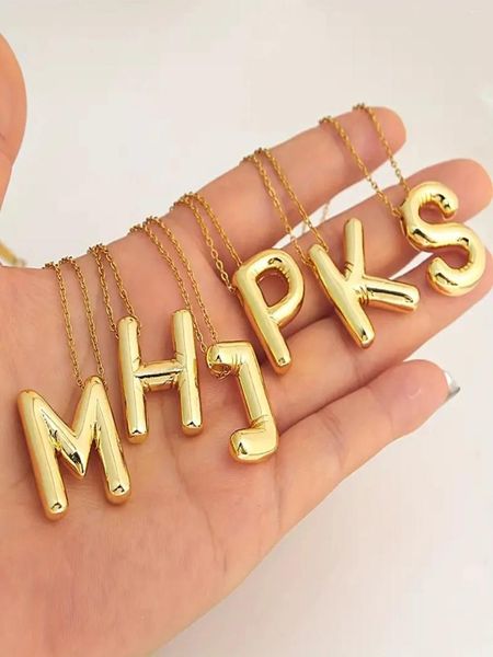 Pendentif Colliers 1pc Hommes A-Z Collier 3D Ballon Charme Nom Golden Mignon Mode Lettre Cadeau