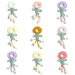 Pendentif Colliers 1pc multicolore coton gland fleur pendentifs pour femmes à la main bijoux à bricoler soi-même faisant sac porte-clés boucle d'oreille accessoires 14cm X
