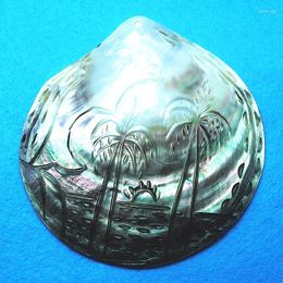 Pendentif Colliers 1PC Naturel Black Shell Pendentifs Sculpture avec des cocotiers et des paysages pour les femmes Taille 100mm Beach Store Vente