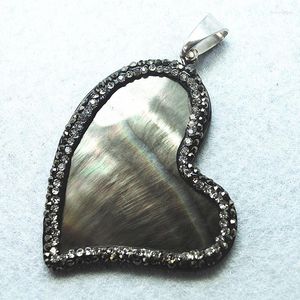 Hangende kettingen 1 pc natuurlijke schaal hangers hartvorm met rhinstone mooie sieraden 40x50 mm aankomstontwerpen voor je doe -het -zelf