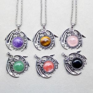 Hanger Kettingen 1 st Natuursteen Healing Crystal Balans Chakra Vliegende Draak Ketting Voor Vrouwen En Mannen Positieve Energie Sieraden Gift