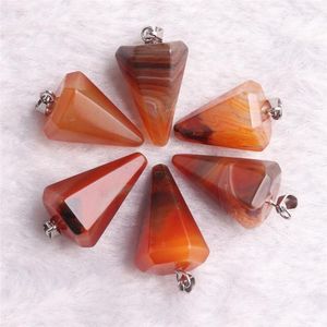 Pendentif Colliers 1 PC pierre naturelle rouge Agates cornaline cerise Quartz cristal charmes pendentifs pendule pour collier pendule à facettes goutte