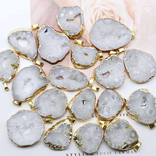Collares colgantes 1 unid collar de cristal blanco natural para las mujeres joyería grande irregular roca clara piedra de cuarzo péndulo curación