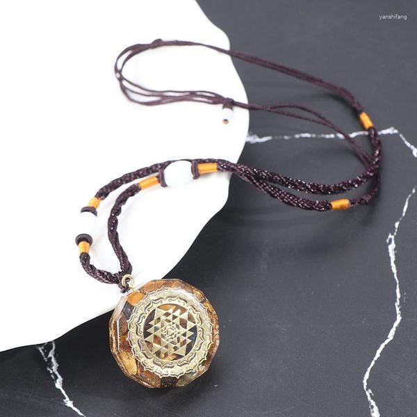 Pendentif colliers 1PC Orgonite naturel oeil de tigre pierre sept Chakra collier pour femmes hommes bijoux accessoires décor cadeau