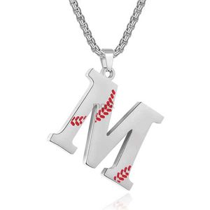 Pendentif Colliers 1 PC en acier inoxydable émail Baseball collier hommes A-Z lettre initiale collier pour hommes femmes bijoux Baseball accessoires 240330