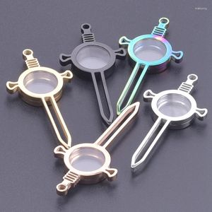 Pendentif Colliers 1pc en acier inoxydable gothique poignard épée verre mémoire médaillon pour bijoux en vrac bricolage flottant Relicario Colgantes