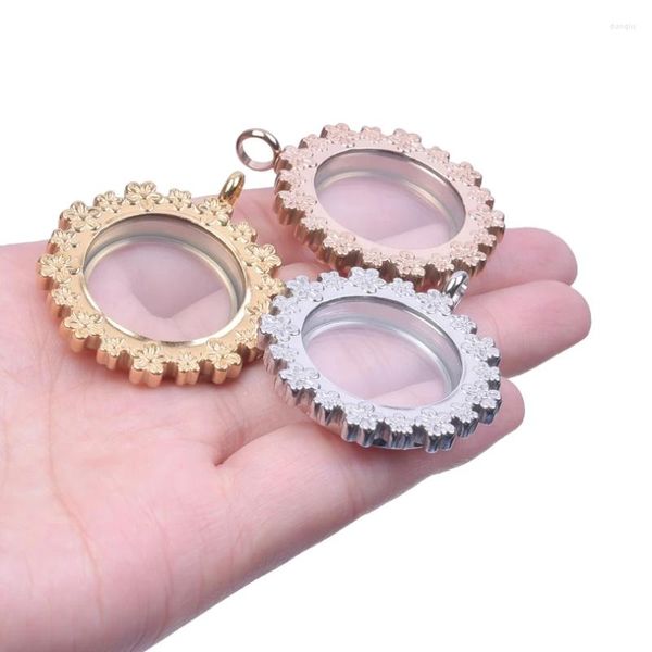 Pendentif Colliers 1pc à la mode en acier inoxydable fleur verre pendentifs pour femmes vintage steampunk décoratif monocle chaîne hommes colliers bijou