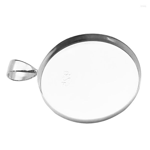 Pendentif Colliers 1pcs 925 Sterling Silver Lunette Coupe Pour Les Réglages Ajustement Rond 25.4mm (1 Pouce) Dos Plat Cabochon Expédié Des États-Unis SKU26727RSS