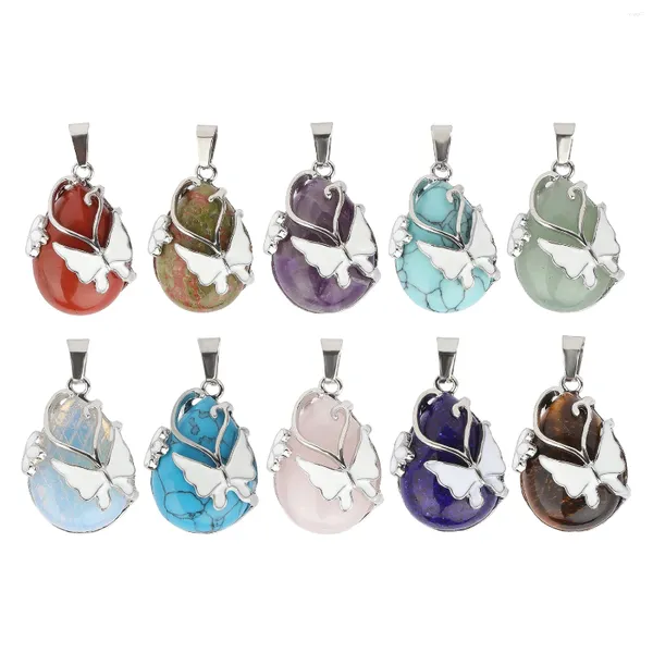 Collares colgantes 1 PCS Butterflywater Forma Piedra natural con caja de exhibición de cadena Onyx Charm Women Jewelry Fit para collar