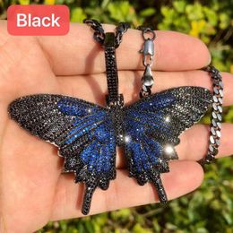 Collares pendientes 1 Uds Zirconia cúbica pavimentada collar de mariposa grande joyería para mujer colgante