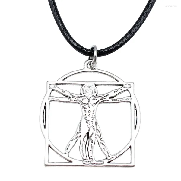 Collares colgantes 1pcs da Vinci Vitruvian Man Scale Charmace Collar Accesorios de bricolaje Joyería Hacer suministros Longitud de cadena 45 4 cm