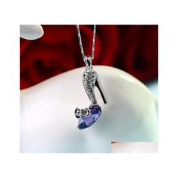 Pendentif Colliers 1 Pcs Élégant Chaussures À Talons Hauts Pendentif Collier Avec Cristal Diamant Clavicule Chaîne Accessoires De Mode Anniversaire Dhmk2