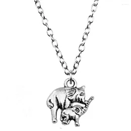 Colliers pendants 1pcs Elephant Mom and Child Collier Composants Bijoux Articles Longueur 43 5cm
