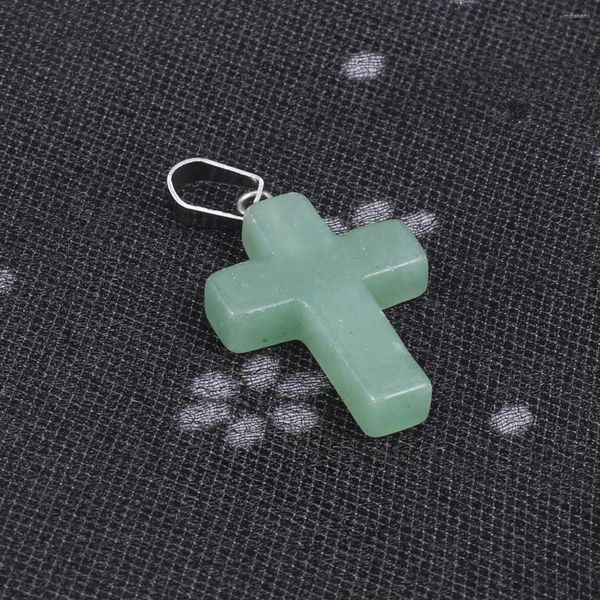 Colliers de pendentif 1pcs Fashion Natural Stone Cross Opal Agate Amethyst guérison Crystals Charmes pour les bijoux Making DIY