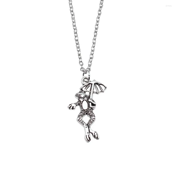 Colliers pendants 1pcs grenouille parapluie charms collier mâle accessoires de bricolage bijoux et chaîne cadeau longueur 43 5cm