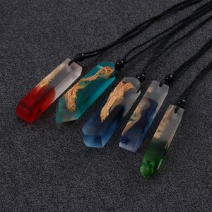 Pendentif Colliers 1 Pcs À La Main Pour Femmes Hommes Corde Chaîne Colorée Résine Bois Collier Couleur Aléatoire Déclaration Bijoux CadeauxPendentif