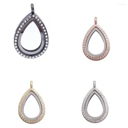 Pendentif Colliers 1pcs / lot Petite goutte d'eau Strass Médaillon flottant Teardrop Verre Magnétique Fit pour Charms Bijoux