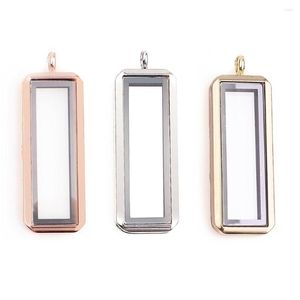 Pendentif Colliers 1 PCS / lot Droit Rectangle Flottant Médaillon Verre Mémoire Vivant Fit Pour Les Femmes Cadeau Bijoux