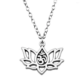 Colliers pendants 1pcs Lotus Yoga Om Chain Collier Accessoires pour femmes bijoux Femme en gros Longueur 43 5cm