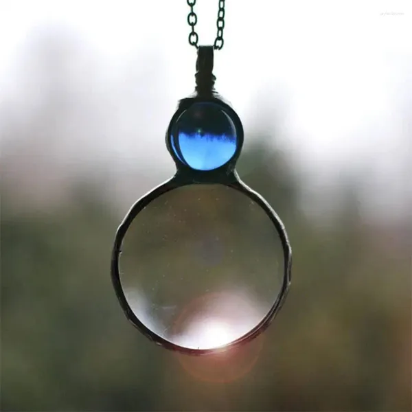 Colliers pendants 1pcs Collier de grandeur de la Lens de métal rond Gift de chaîne de métal pour les parents lisant les femmes de la fête des mères JE M9T0