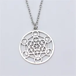 Colliers pendants 1PCS Metatron Cube charme des bijoux sur le cou Accessoires Faire en longueur de chaîne 70 cm ou 45 4cm