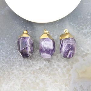 Collares colgantes 1 PCS Amethysts Natural Pendants Pendants Faceted Purple Crystal Collar para joyas de regalos de bricolaje que fabrican accesorios