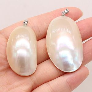 Pendentif Colliers 1 pcs Naturel Oeuf Forme Blanc Shell Pendentifs Charmes Pour DIY Boucle D'oreille Collier Fabrication De Bijoux Accessoires Cadeau Taille 25x40mm