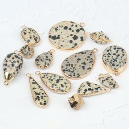 Pendentif Colliers 1pcs Pierre Naturelle Dalmatiens Jaspe Charmes Pendentifs Connecteurs Pour La Fabrication De Bijoux Bricolage Boucles D'oreilles Bracelets Accessoires