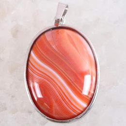 Pendentif Colliers 1 Pcs Pierre Naturelle Ovale CAB Cabochon Perle Orange Rouge Veines Onyx Pour Collier K668