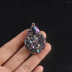 Hangende kettingen 1 stks natuursteen vergulde kleurrijke kristallen cluster zwarte charm sieraden maken doe -het -zelf ketting oorbellen accessoires cadeau