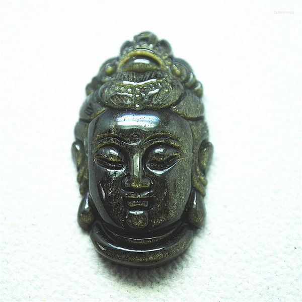Collares pendientes 1 Uds. Naturaleza obsidiana negra piedra formas de Buda colgantes de joyería de moda 45x25mm artículos religiosos presa