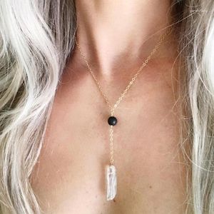 Pendentif Colliers 1 pcs) Nature Pierre De Lave Huile Essentielle Diffuseur Collier Bijoux Cristal Minimaliste