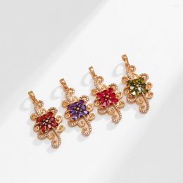 Hangende kettingen 1 stks ketting dames luxe roze rood groen kristal goud vergulde charme diy sieraden cadeau x000787600