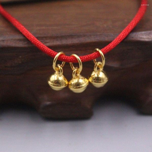 Collares pendientes 1PCS Pure 999 24k oro amarillo Hombres Mujeres 3D DIY Bell