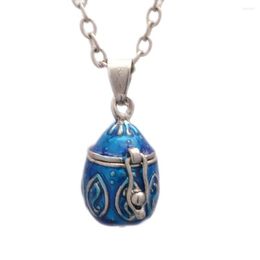 Pendentif Colliers 1pcs rétro bleu gouttes d'eau cendres d'animaux souvenirs mini crémation souhaitant collier en bronze cendres avec chaîne