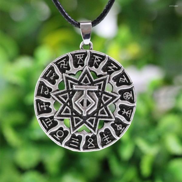 Collares colgantes 1 unids collar de amuleto solar vikingo nórdico runas animal talismán joyería