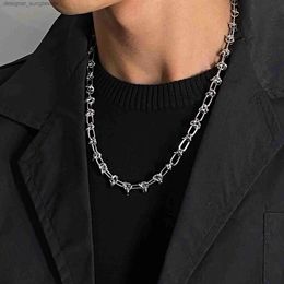 Collares colgantes 1 unids Acero inoxidable Zarzas Gargantilla Collar Hip-Hop Gótico Punk Estilo Baed Wire Little Thorns Cadena Gargantilla RegalosL231218