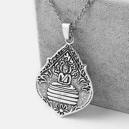 Colliers de pendentif 1pcs Water-drop / Teardrop Flower Bouddha Charm Link Chain Collier Lagenlook