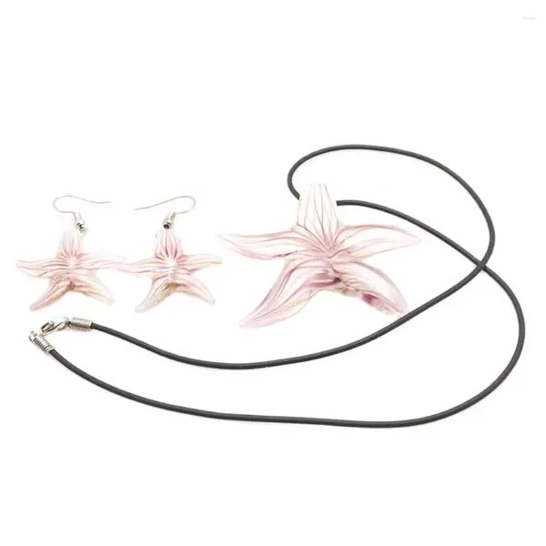 Collares colgantes 1 unids venta al por mayor rosa estrella de mar impresión collar de cristal joyería de moda
