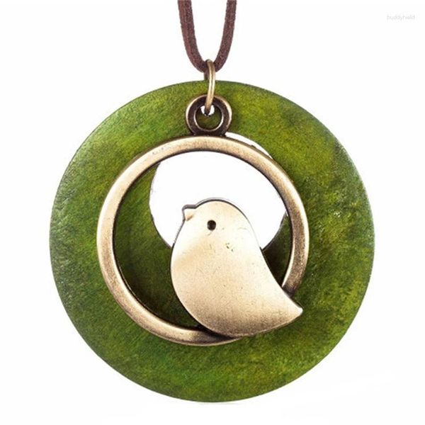 Pendentif Colliers 1pcs Femme Bijoux Déclaration Pendentifs Perle Vintage Long Collier Oiseau En Bois Femmes Cadeau De Noël