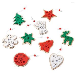 Collares pendientes 1 Juego de adornos navideños colgantes colgantes de madera campana de copo de nieve de madera para decoraciones de árboles DIY decoración de regalos de fiesta en casa