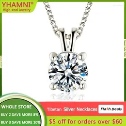 Pendentif Colliers 2.0ct Solitaire Collier Femmes Allergie Libre Tibétain Argent Collier Déclaration Mariée Bijoux De Mariage Avec Boîte-Cadeau