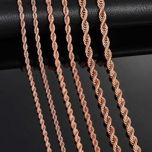 Collares pendientes 2,3 mm / 3 mm / 4 mm Color oro rosa Collares de cuerda trenzada de acero inoxidable Cadena clásica para hombres y niños de 16 a 30 pulgadas L231218