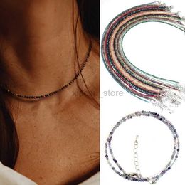 Hanger Kettingen 2-3mm Natuursteen Kralen Ketting Handgemaakte Mini Toermalijn lapis kristal Energie Healing Vrouwelijke Armband voor Vrouwen Sieraden Gift 240401