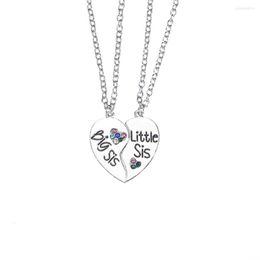 Hangende kettingen 2 pc's elegante grote zus kleine ketting vrouwen holle hart puzzel zus vriend familie sieraden geschenken