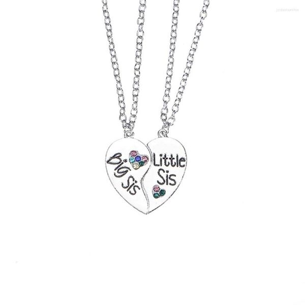 Pendentif Colliers 2 Pcs Élégant Grande Soeur Petit Collier Femmes Creux Coeur Puzzle Sis Ami Famille Bijoux Cadeaux