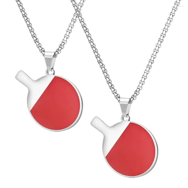 Pendentif Colliers 2 pcs Médaillon Collier Chaîne Décorative Souvenir Pingpong Mme Femmes Métal Titane Acier Table Tennis